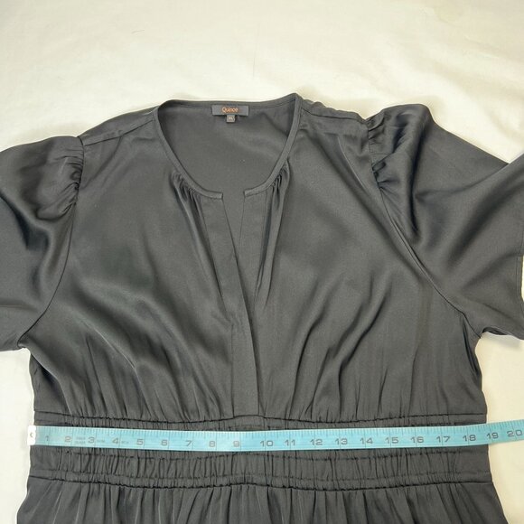 Quince Washable Stretch Silk Tiered Maxi Dress Short Sleeve Black XL - Picture 11 of 15